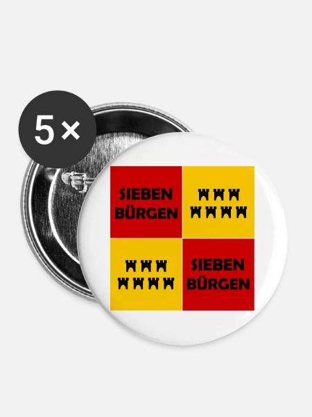 Siebenbürgen Quadrat Muster - Buttons mittel 32 mm (5er Pack) - Weiß