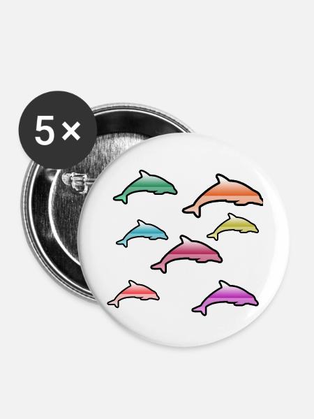 Delfine - Buttons mittel 32 mm (5er Pack) - Weiß