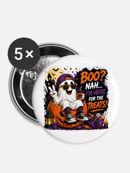 Halloween cute ghost - Buttons mittel 32 mm (5er Pack) - Weiß