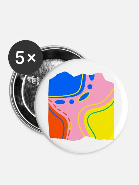 Abstraktes Farbfluss Kunstwerk - Buttons mittel 32 mm (5er Pack) - Weiß