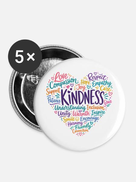 Freundlichkeit Mitgefühl Empathie Respekt - Buttons mittel 32 mm (5er Pack) - Weiß