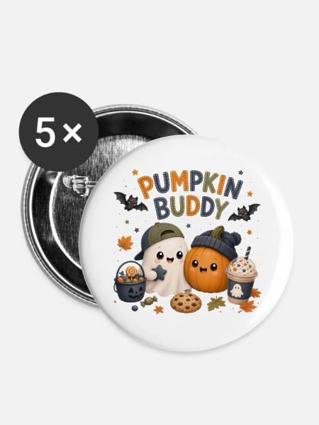 Pumpkin Buddy - Buttons mittel 32 mm (5er Pack) - Weiß