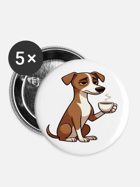 Whippet Windhund Whippets Windhundbesitzer - Buttons mittel 32 mm (5er Pack) - Weiß
