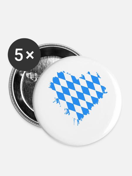 Bayern - Buttons mittel 32 mm (5er Pack) - Weiß