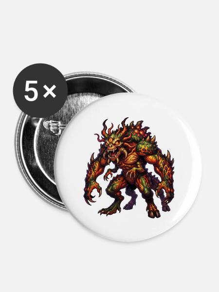 Infernalisches Behemoth-Wesen - Buttons mittel 32 mm (5er Pack) - Weiß