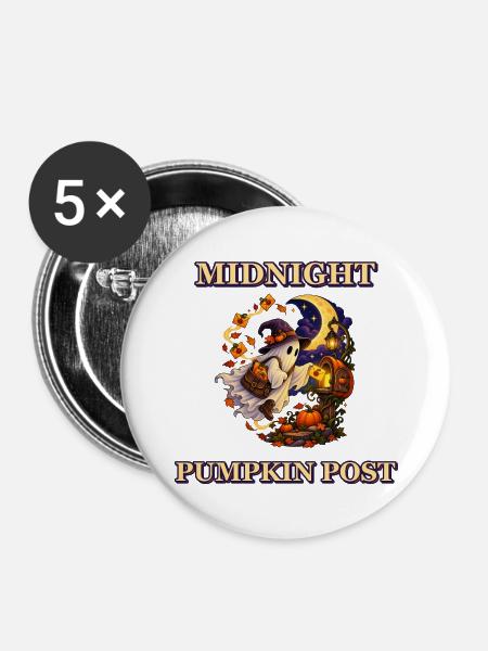 Mitternachts-Kürbisposten - Buttons mittel 32 mm (5er Pack) - Weiß