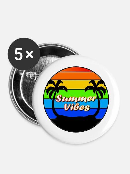 Sommerstimmung - Buttons mittel 32 mm (5er Pack) - Weiß
