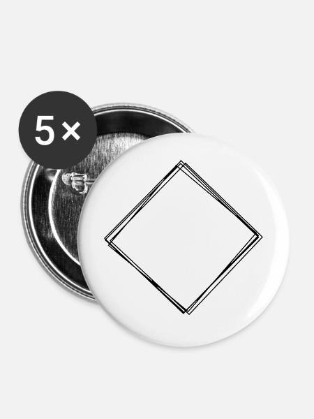 Raute handgezeichnet - Buttons mittel 32 mm (5er Pack) - Weiß