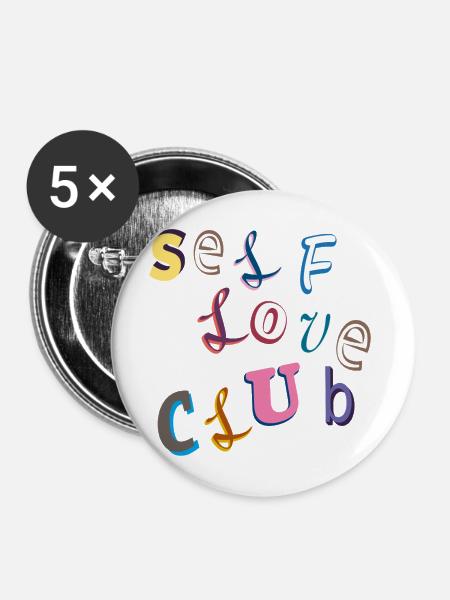 Selbstliebe Club - Buttons mittel 32 mm (5er Pack) - Weiß