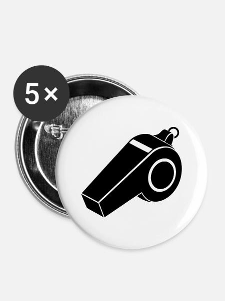 Whistle Silhouette - Buttons mittel 32 mm (5er Pack) - Weiß