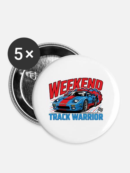 Wochenend-Rennbahn-Krieger - Buttons mittel 32 mm (5er Pack) - Weiß