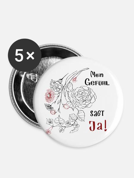 Blumenranke - Buttons mittel 32 mm (5er Pack) - Weiß