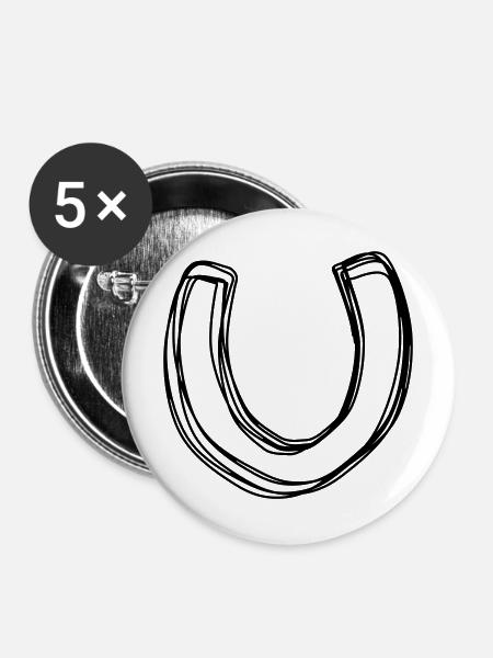 Hufeisen handgezeichnet - Buttons mittel 32 mm (5er Pack) - Weiß