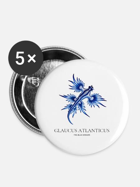 Glaucus Atlanticus – Der blaue Drache - Buttons mittel 32 mm (5er Pack) - Weiß
