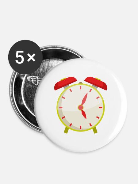 Wecker - Buttons mittel 32 mm (5er Pack) - Weiß