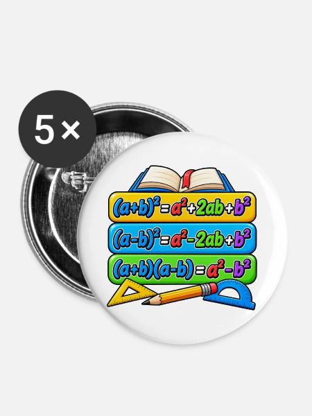 Binomische Formeln – Mathe Geek Design - Buttons mittel 32 mm (5er Pack) - Weiß