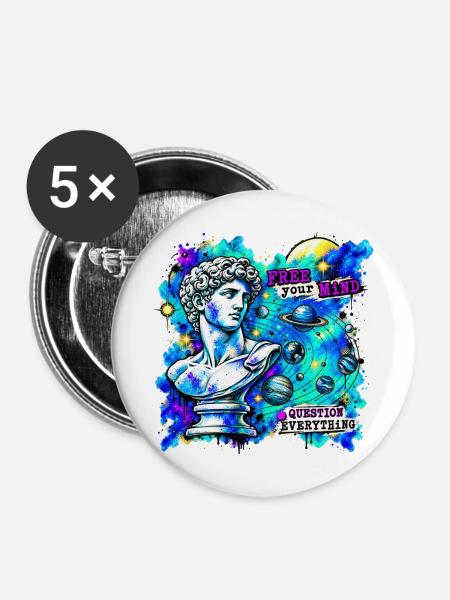 The Philosopher - Buttons mittel 32 mm (5er Pack) - Weiß