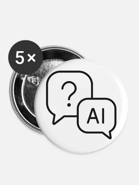 KI-Frage-Antwort-Symbol - Buttons mittel 32 mm (5er Pack) - Weiß