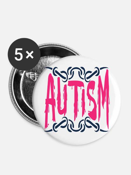 Autismus-Spektrum-Störung - Buttons mittel 32 mm (5er Pack) - Weiß