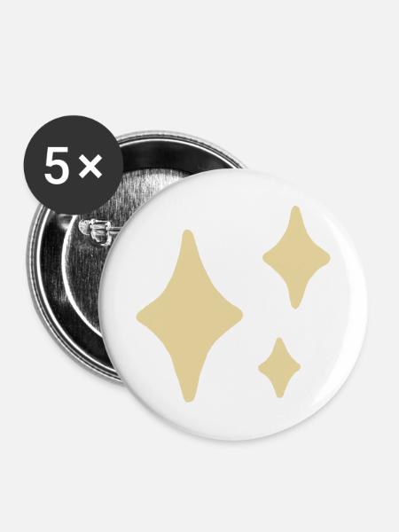 Golden Sparkle Trio - Buttons mittel 32 mm (5er Pack) - Weiß