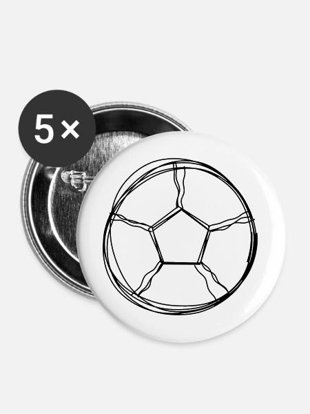 Fußball handgezeichnet - Buttons mittel 32 mm (5er Pack) - Weiß