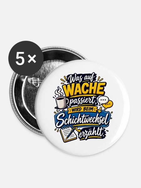 Wache Schichtwechsel Geschichten - Buttons mittel 32 mm (5er Pack) - Weiß