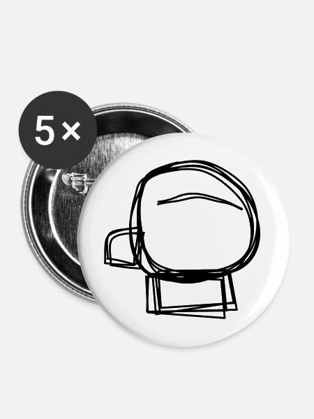 Boxhandschuh handgezeichnet - Buttons mittel 32 mm (5er Pack) - Weiß