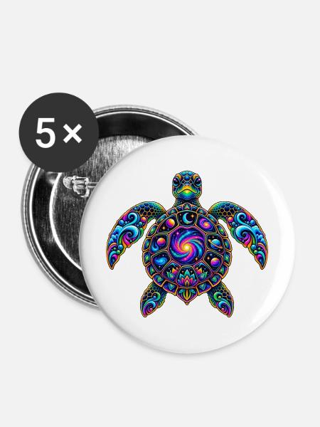 Kosmische Schildkröte Beschützer - Buttons mittel 32 mm (5er Pack) - Weiß