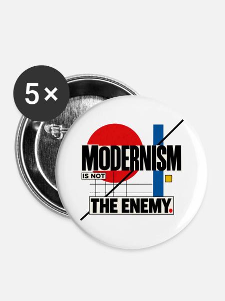 Modernismus ist nicht der Feind - Buttons mittel 32 mm (5er Pack) - Weiß