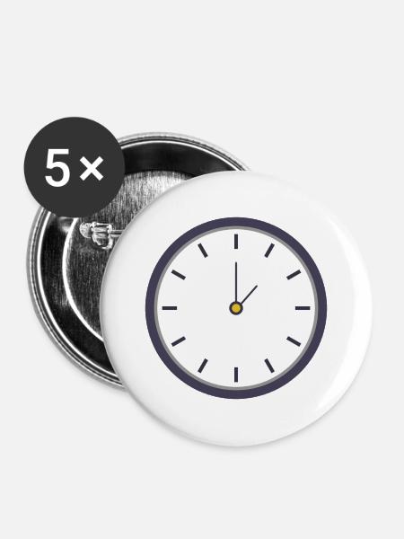 Uhr - Buttons mittel 32 mm (5er Pack) - Weiß