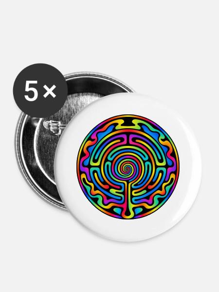 Labyrinth - Buttons mittel 32 mm (5er Pack) - Weiß