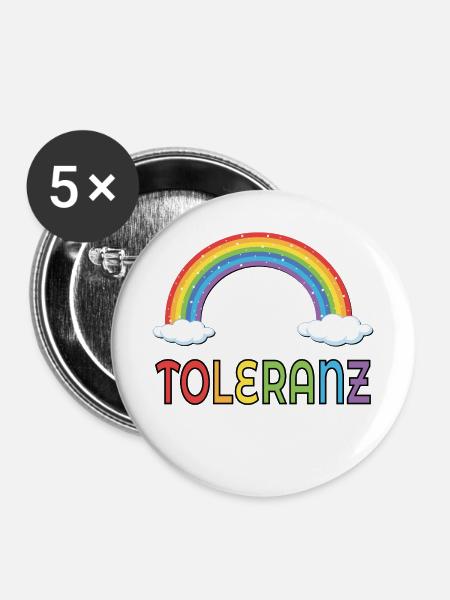 Toleranz Diversität - Buttons mittel 32 mm (5er Pack) - Weiß