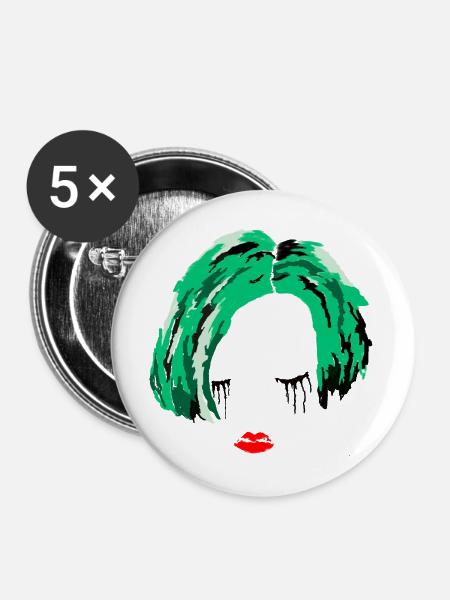 Green Girl - Buttons mittel 32 mm (5er Pack) - Weiß