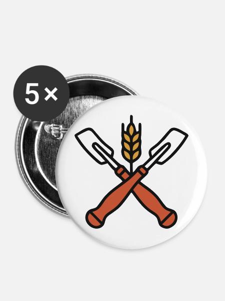 Brotschieber Weizen Wappen - Buttons mittel 32 mm (5er Pack) - Weiß