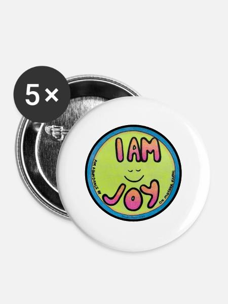 ICH BIN FREUDE - Buttons mittel 32 mm (5er Pack) - Weiß