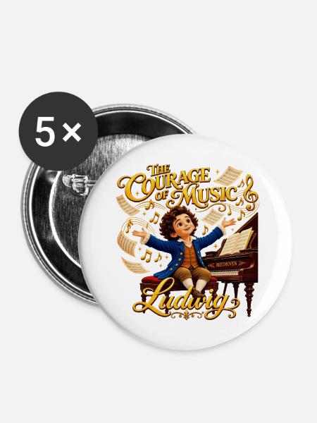 Beethoven – Der Mut der Musik - Buttons mittel 32 mm (5er Pack) - Weiß