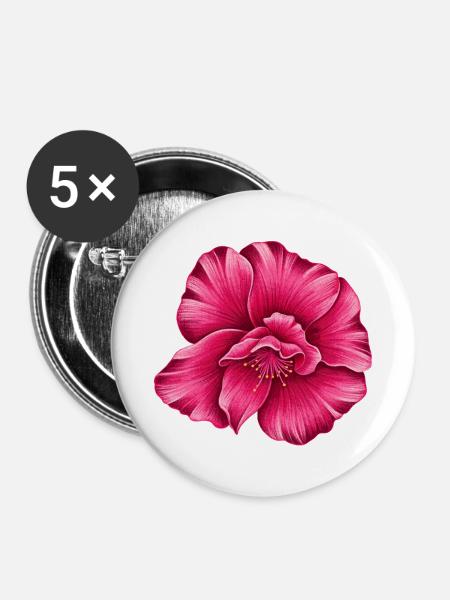 oleander blüte - Buttons mittel 32 mm (5er Pack) - Weiß