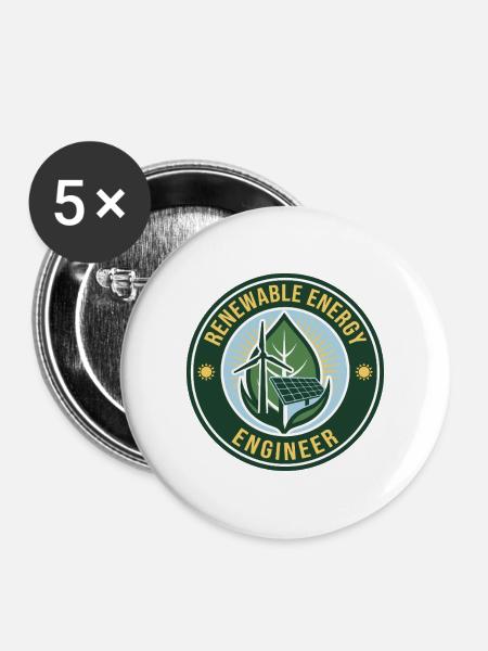 Renewable Energy Engineer Windturbinen-Eco-Abzeichen - Buttons mittel 32 mm (5er Pack) - Weiß