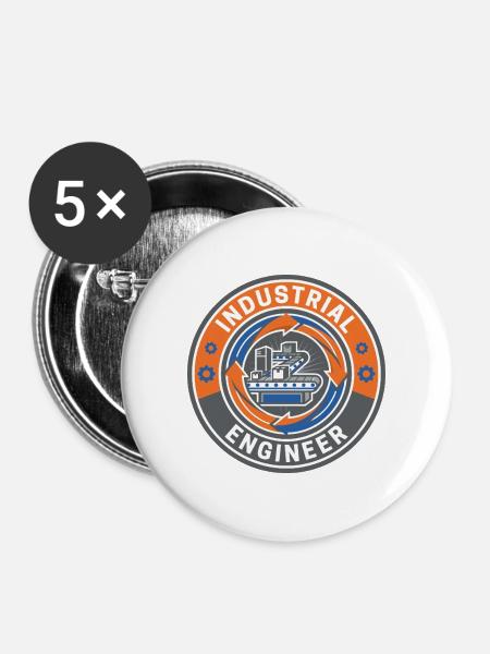 Industrieingenieur-Prozessschleifen-Abzeichen-Geschenk - Buttons mittel 32 mm (5er Pack) - Weiß
