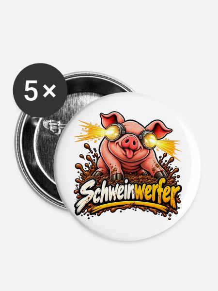 Schweinwerfer - Buttons mittel 32 mm (5er Pack) - Weiß