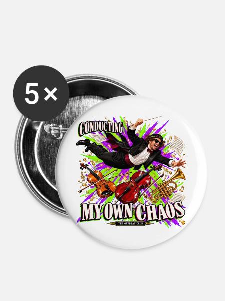 Lustiges Dirigentengeschenk – Mein eigenes Chaos dirigieren - Buttons mittel 32 mm (5er Pack) - Weiß