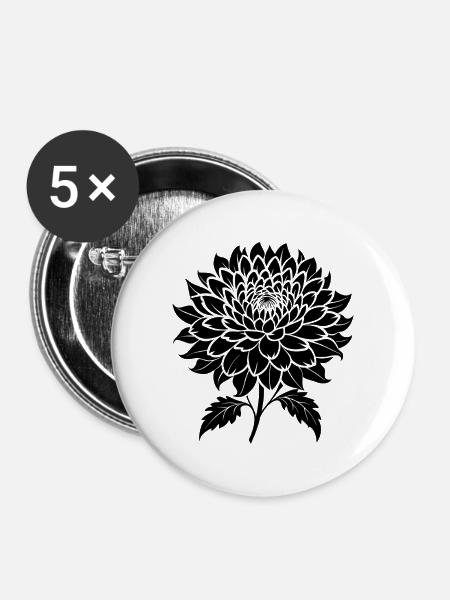Niedliche Chrysantheme - Buttons mittel 32 mm (5er Pack) - Weiß