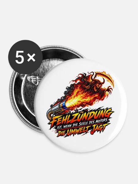 Fehlzündung: Seele des Motors - Buttons mittel 32 mm (5er Pack) - Weiß