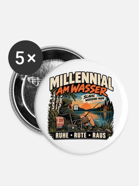 Millennial am Wasser – Slavic Weekend Mode - Buttons mittel 32 mm (5er Pack) - Weiß