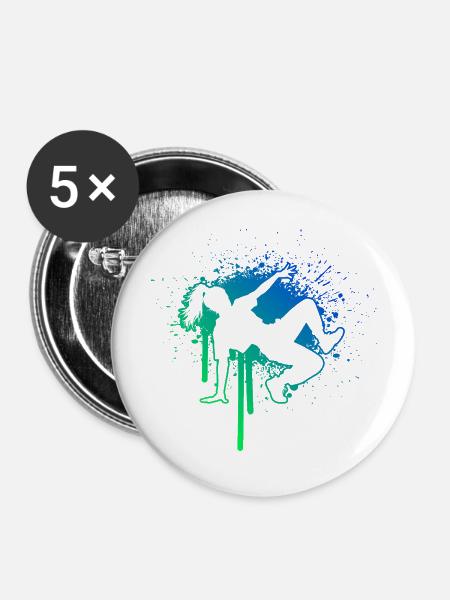 Geschenkidee für eine Breakdancerin mit Breakdance - Buttons mittel 32 mm (5er Pack) - Weiß