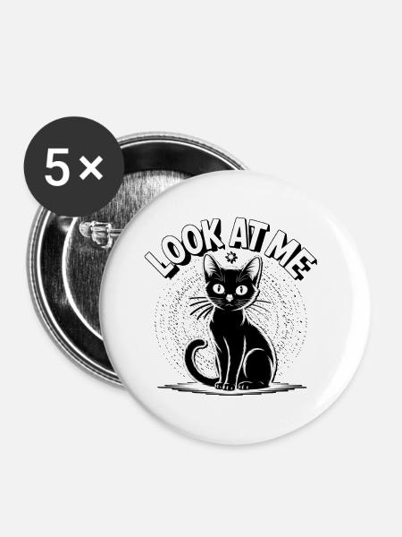 Sternenkatze Schau mich an - Buttons mittel 32 mm (5er Pack) - Weiß