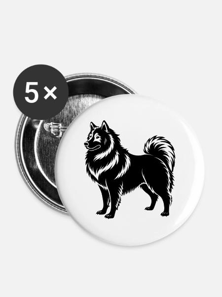 Samojeden Hund - Buttons mittel 32 mm (5er Pack) - Weiß