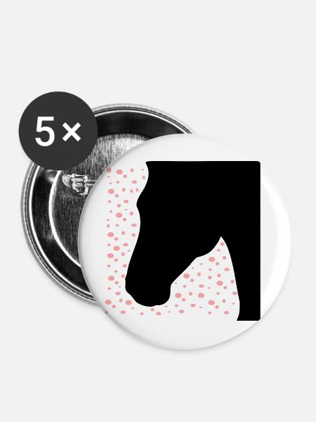 Pferd Punkte - Buttons mittel 32 mm (5er Pack) - Weiß