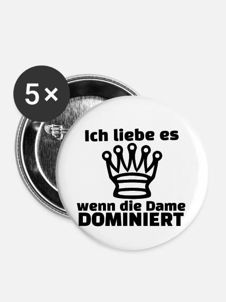 Schach_Dame - Buttons mittel 32 mm (5er Pack) - Weiß