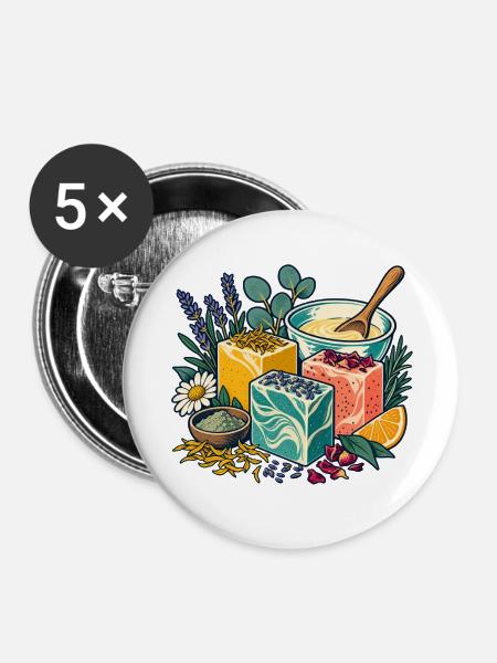 Seifenwerkstatt – Duftende Ideen von Hand - Buttons mittel 32 mm (5er Pack) - Weiß